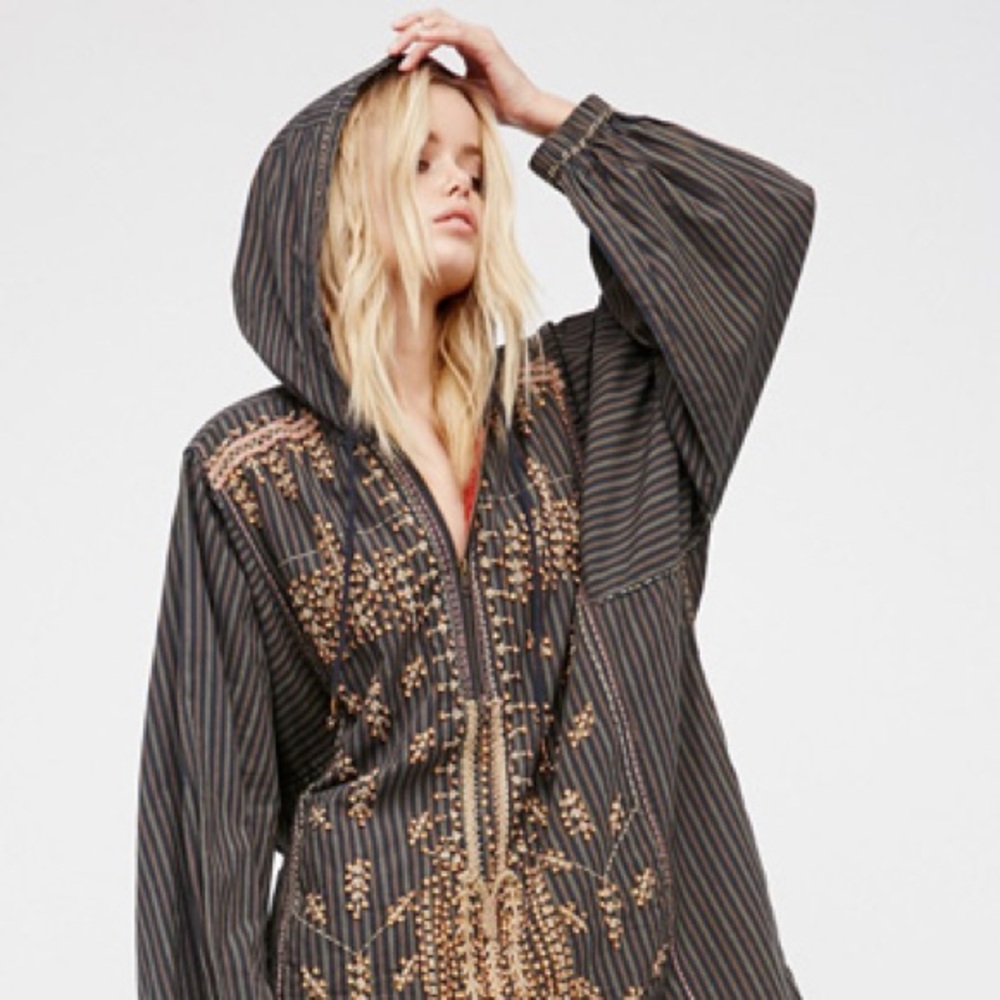 Free People Embroidered Stripe Pullover